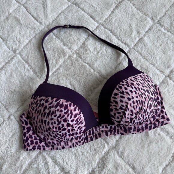 Victoria's Secret | Purple Cheetah "The Angel Convertible" Bikini Top | Size 32C - Picture 2 of 12